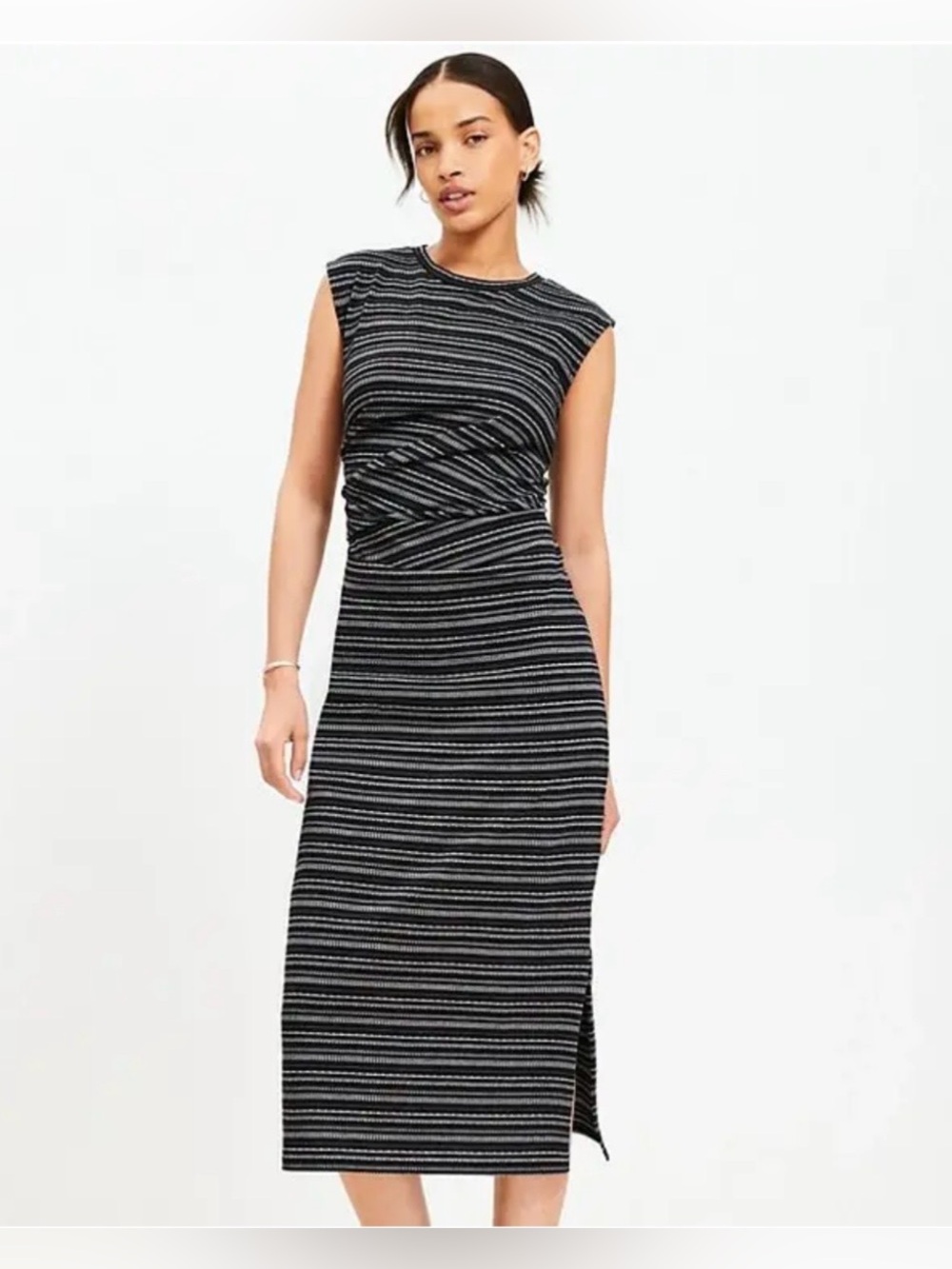 NWT LOFT Ruched Muscle Tee Midi Dress Size 10